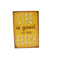 Vintage Retro Canvas Print w Frame Café 20x30cm - Life is good at the beach