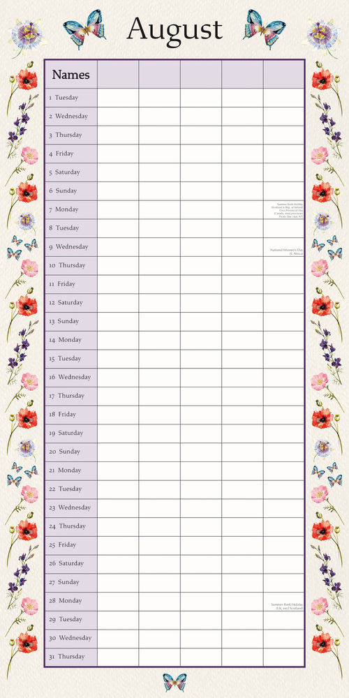 Floral Family Organiser -2023 Square Wall Calendar 16 month by Gifted