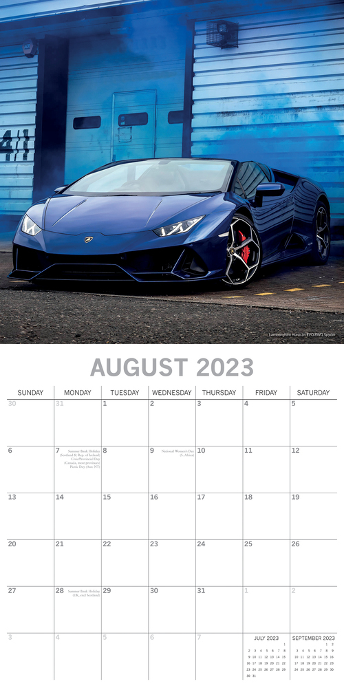 Super Cars - 2023 Square Wall Calendar 16 month by Gifted Stationery