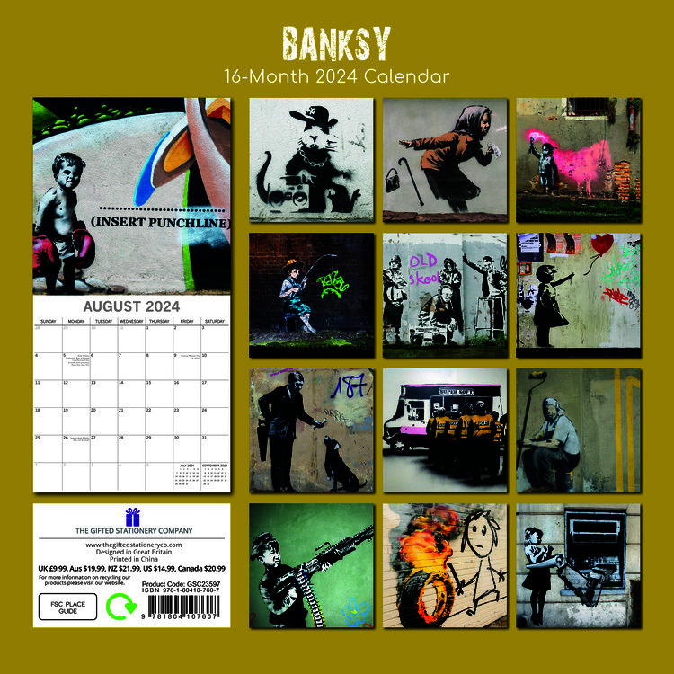 Banksy 2024 Square Wall Calendar 16 month by Gifted Stationery (17)