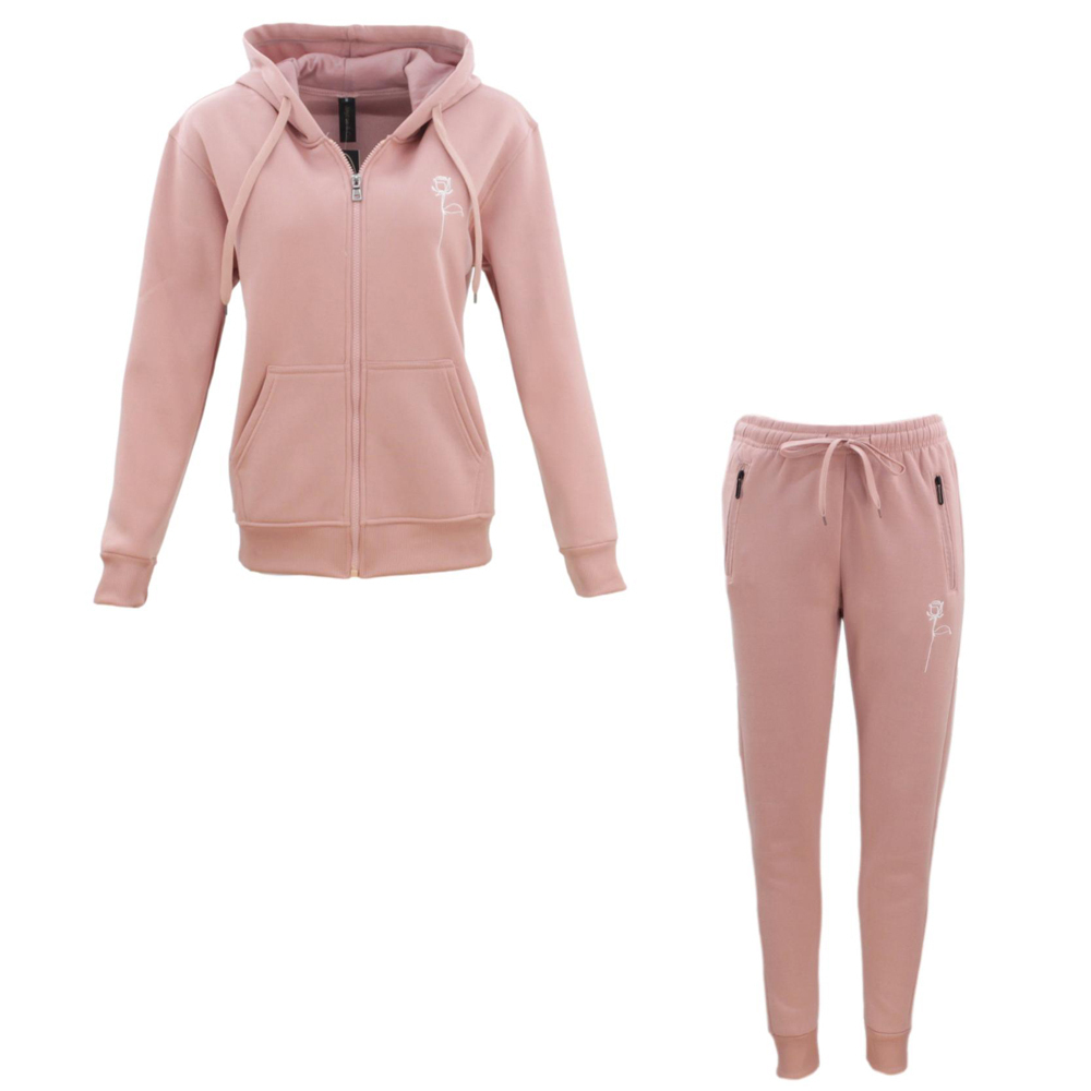 FIL Women's Fleece Tracksuit 2pc Set - Rose/Dusty Pink