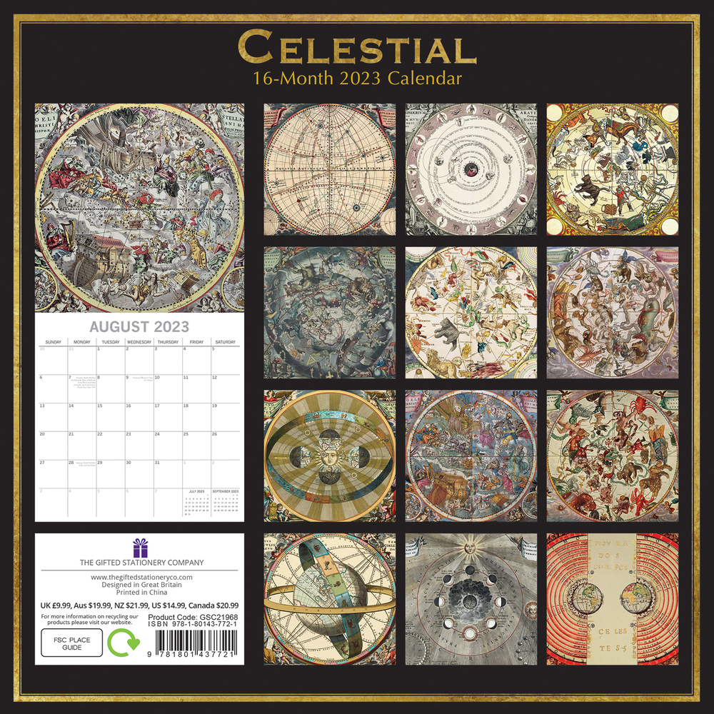 Celestial - 2023 Square Wall Calendar 16 month by Gifted Stationery