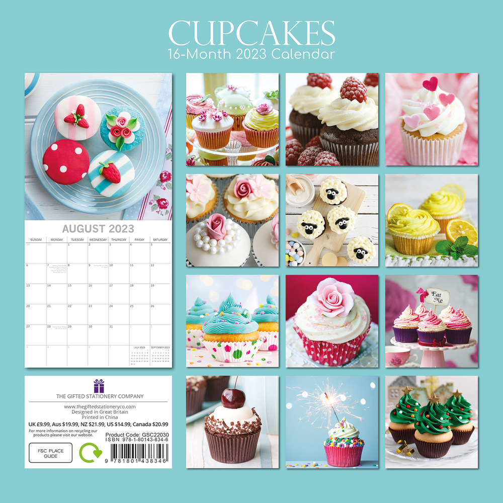 Cupcakes - 2023 Square Wall Calendar 16 month by Gifted Stationery