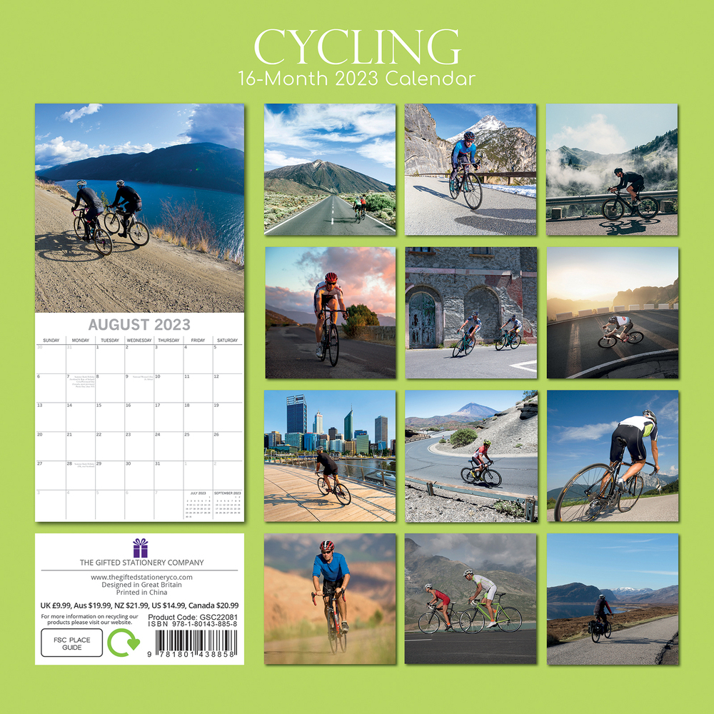 Cycling - 2023 Square Wall Calendar 16 month by Gifted Stationery