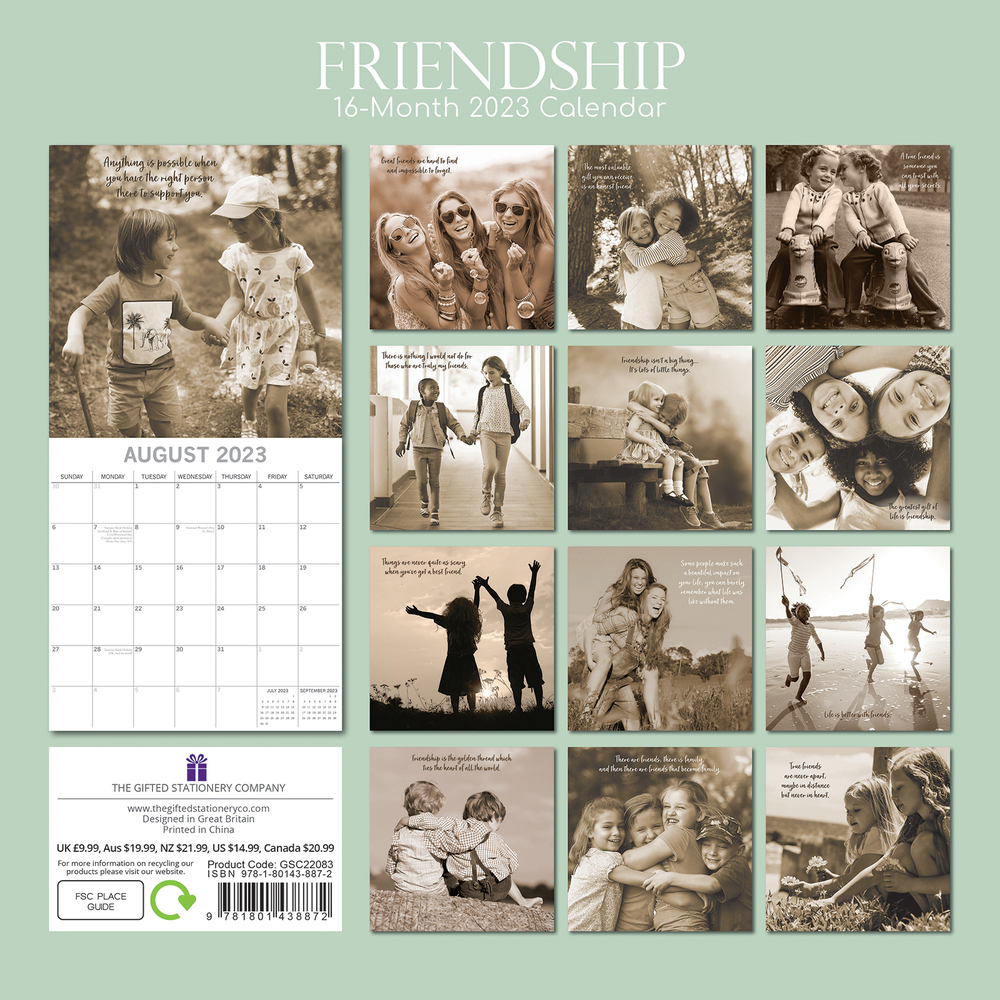 Friendship - 2023 Square Wall Calendar 16 month by Gifted Stationery