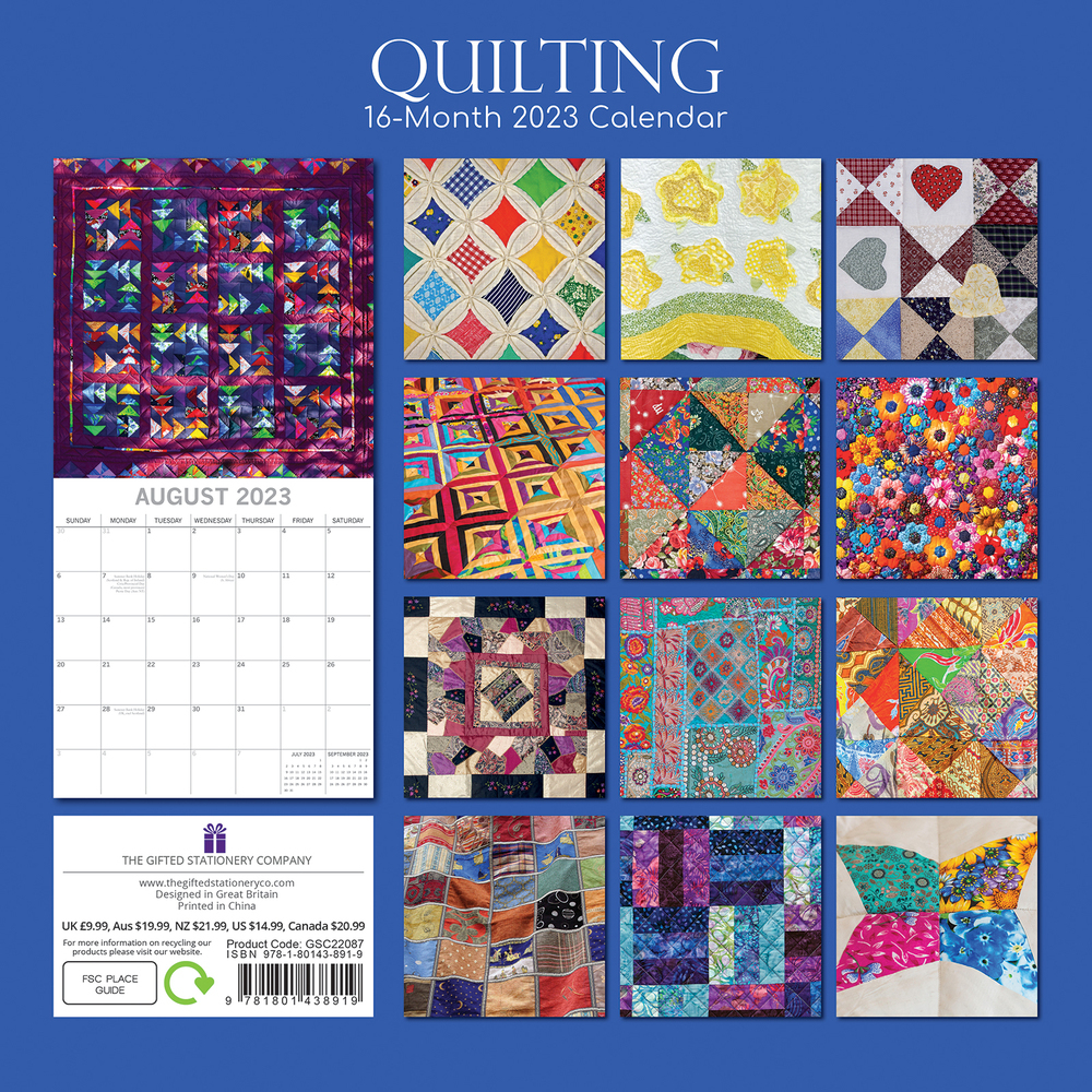Quilting - 2023 Square Wall Calendar 16 month by Gifted Stationery