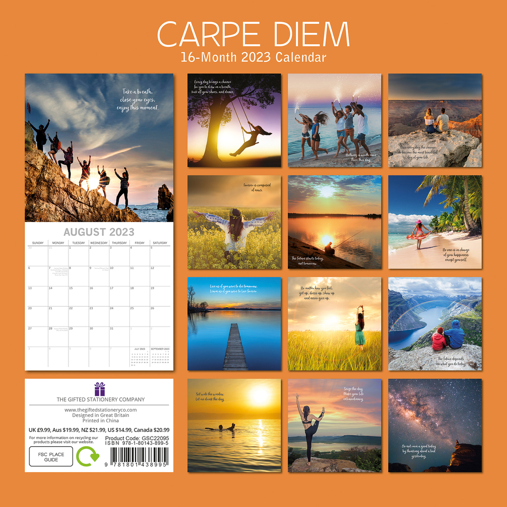 Carpe Diem - 2023 Square Wall Calendar 16 month by Gifted Stationery