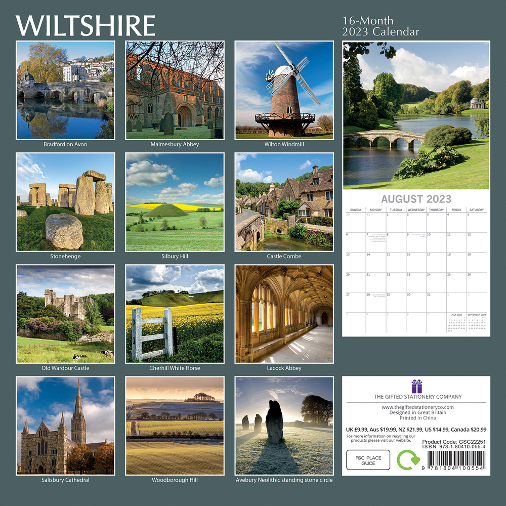 Wiltshire - 2023 Square Wall Calendar 16 month by Gifted Stationery