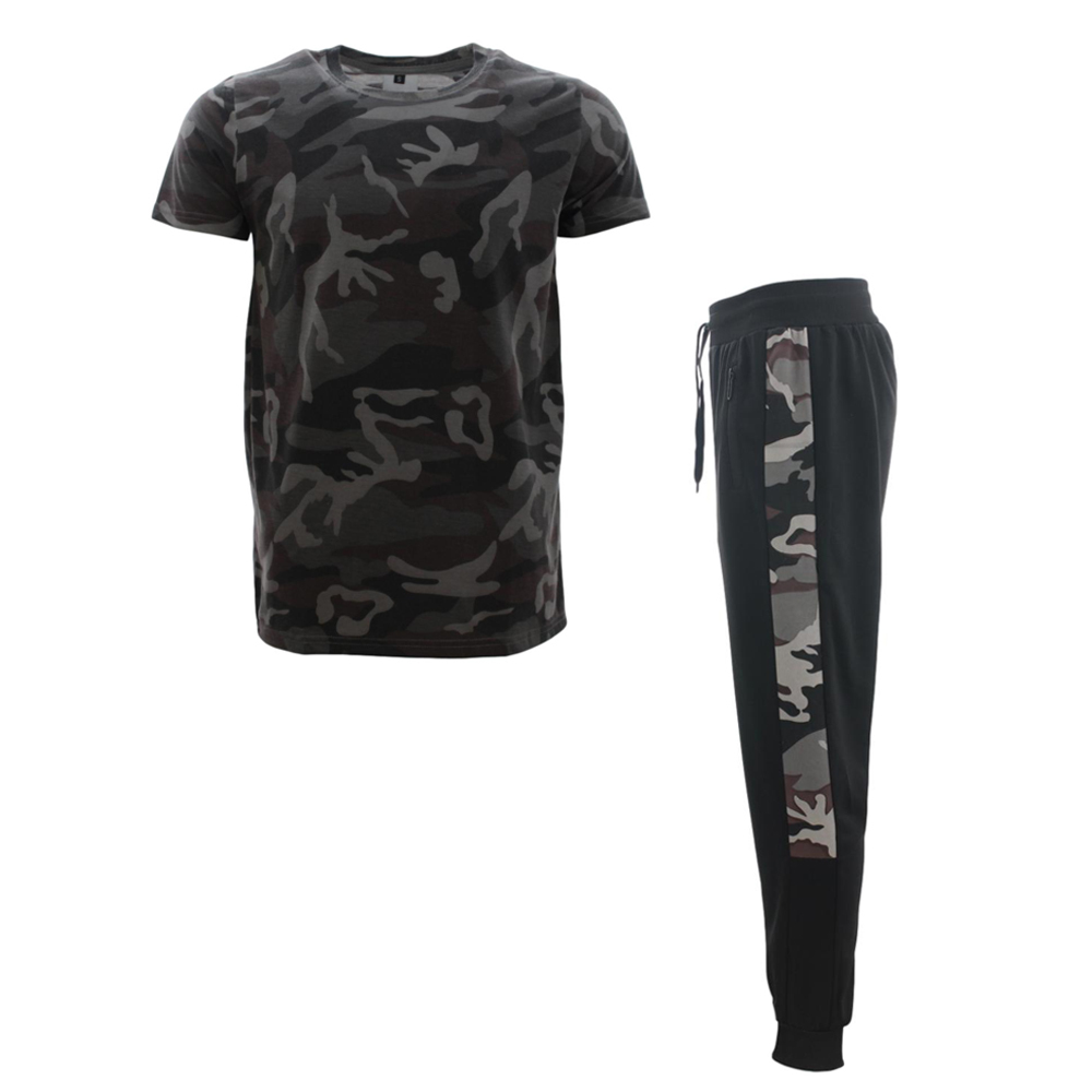 FIL Men's Camo T-Shirt & Tracksuit Sweatsuit Loungewear Set Camouflage ...