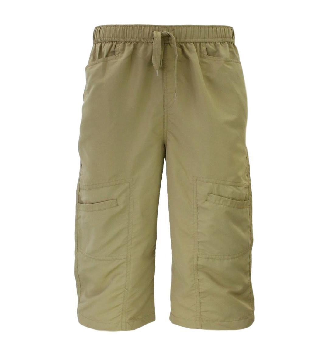 Mens 3/4 Cargo Long Shorts Multi Pocket Elastic Waist Drawstring - YIY