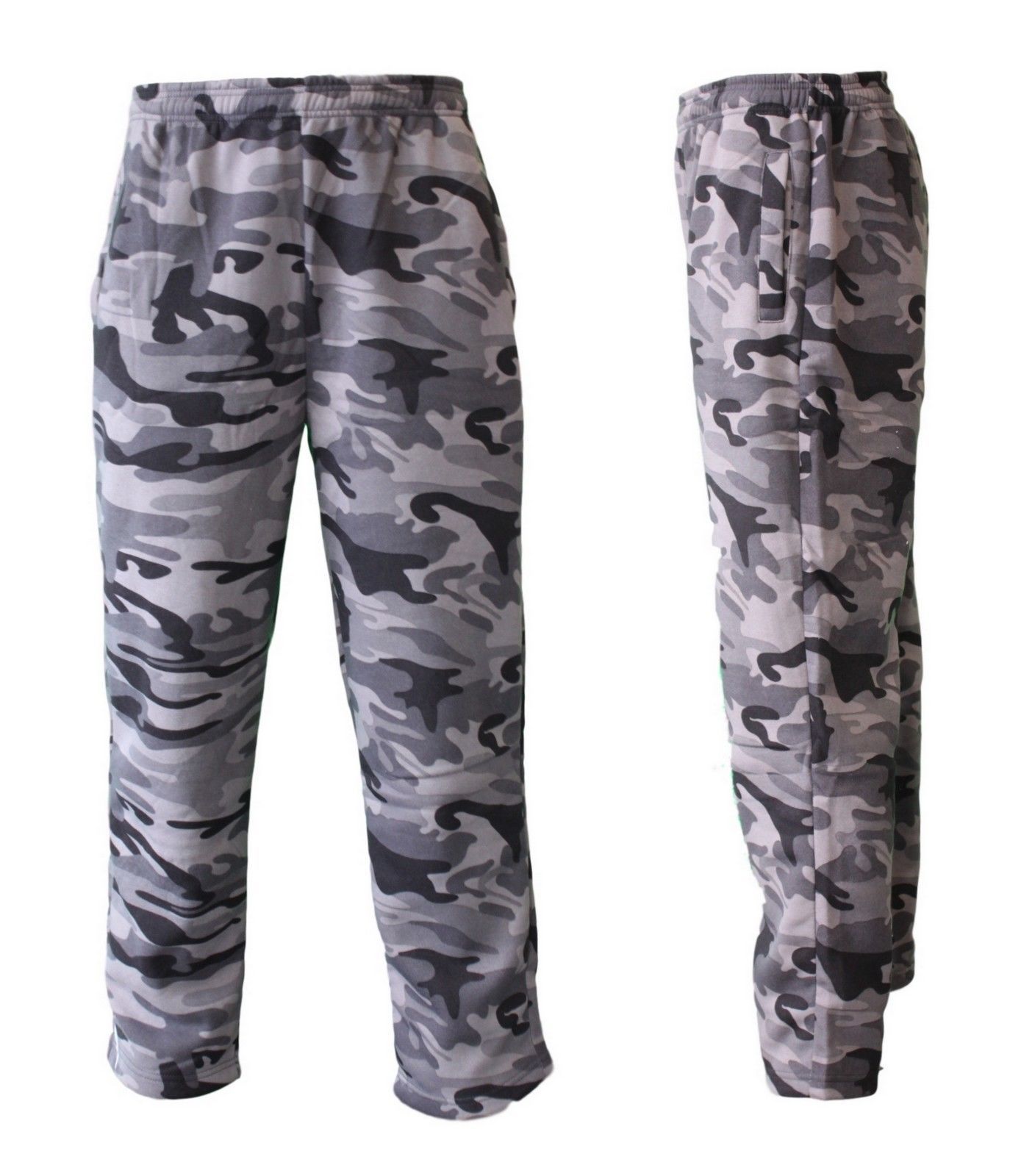NEW Men's Fleece Lined Track Pants Camouflage Military Print Casual ...