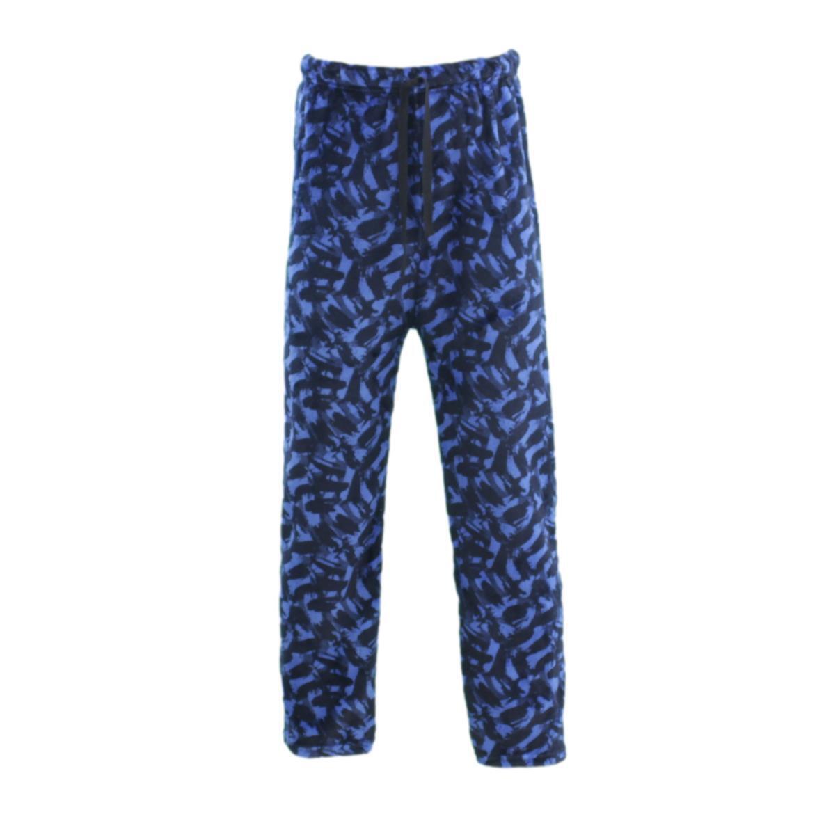 Men's Loungewear Skiing Penguin Print Warm Winter Fleece Pajama Pants