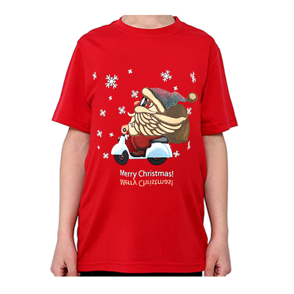 Kids Christmas T Shirt 100% Cotton Xmas Tee Boys Girls Red White 