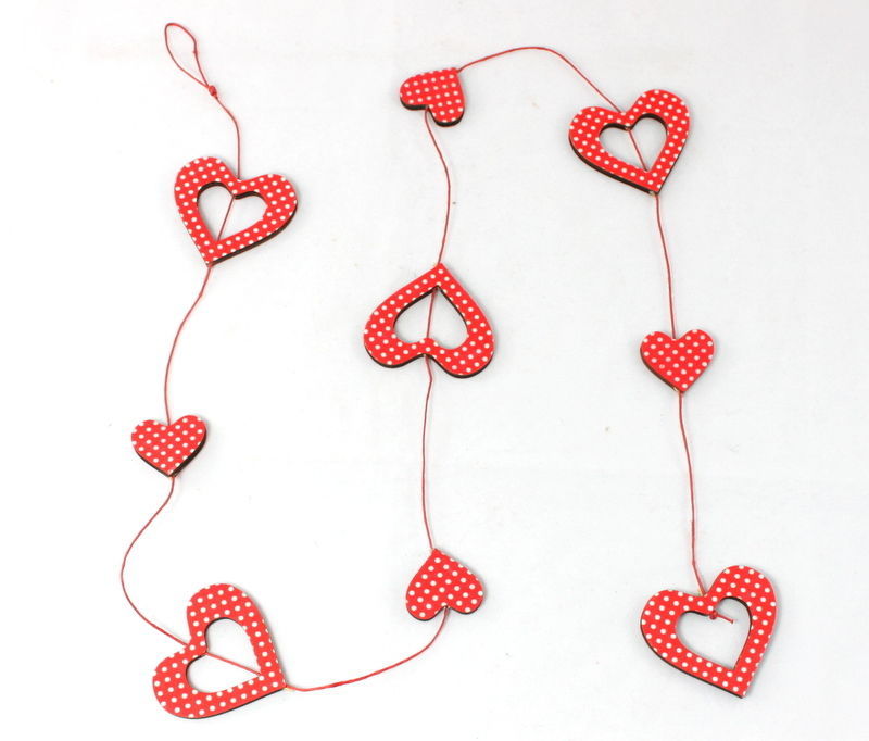 2x Christmas Garland Red Hearts on String Hanging Xmas Decoration Décor 120 cm