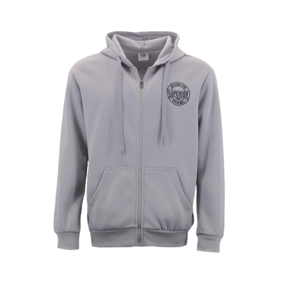 FIL Men's Poly Cotton Fleece Zip Hoodie - Brooklyn- Cool Grey