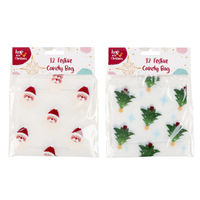 24pcs Christmas Treat Santa Trees Bags Candy Biscuit Wrapping Bags Zip Lock