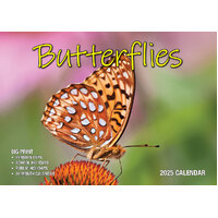 Butterflies - 2025 Rectangle Wall Calendar 13 Months by Bartel