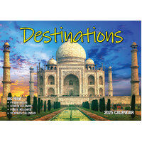 Destinations - 2025 Rectangle Wall Calendar 13 Months by Bartel