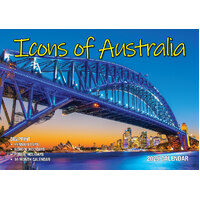 Icons of Australia - 2025 Rectangle Wall Calendar 13 Months by Bartel