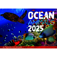 Ocean Animals - 2025 Rectangle Wall Calendar 16 Months by Design Group