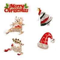 Christmas Brooch with Crystal Rhinestone Pin Party Jewelry Xmas