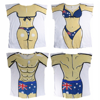 Women's Bikini Men's Speedo Body Beach T Shirt Australia Aussie Flag Souvenir