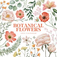 Botanical Flowers - 2025 Square Wall Calendar 16 month by Red Robin