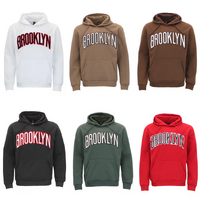 FIL Mens Fleece Hoodie Pullover Hooded Embroidered Jumper Sweater - BROOKLYN