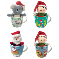 Christmas Novelty Mug Ceramic Tea Coffee Cup with Plush Toy KK Teacher Gift