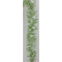 5x Luxury Christmas Tinsel Garland - Pale Green Holly Mixed (2M)