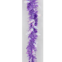 5x Luxury Christmas Tinsel Garland - Purple Holly Mixed (2M)