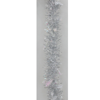 5x Luxury Christmas Tinsel Garland - Silver Holly Mixed (2M)