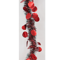 5x Luxury Christmas Tinsel Garland - Baubles_Snow Tips Red(2M)