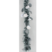 5x Luxury Christmas Tinsel Garland - Baubles_Snow Tips Silver(2M)