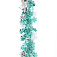 5x Luxury Christmas Tinsel Garland - Blue & Silver Snowflakes