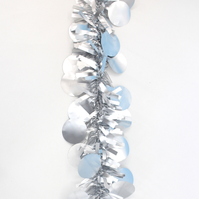 5x Luxury Christmas Tinsel Garland - Silver Baubles Matt