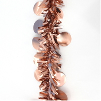 5x Luxury Christmas Tinsel Garland - Rose Gold Baubles Matt