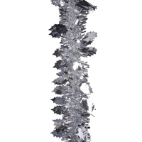 5x Luxury Christmas Tinsel Garland - Silver Holly