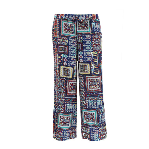 FIL Women's Culottes Resort Pants Wide Leg Ankle Length Harem Trouser Boho [Size: 8] [Design: Paisley]