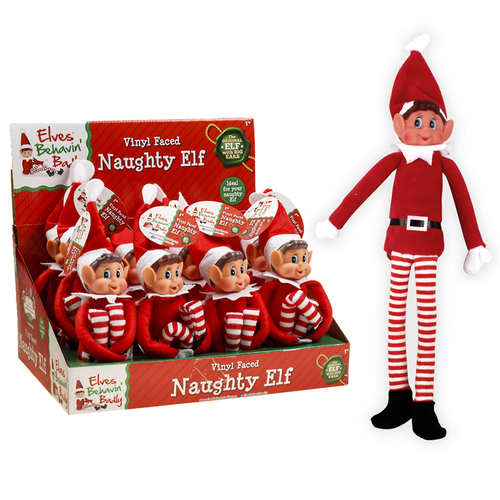 Christmas Elves Behaving Badly Elf Naughty Plush Toy Boy Girl Xmas Decor [Design: Boy]