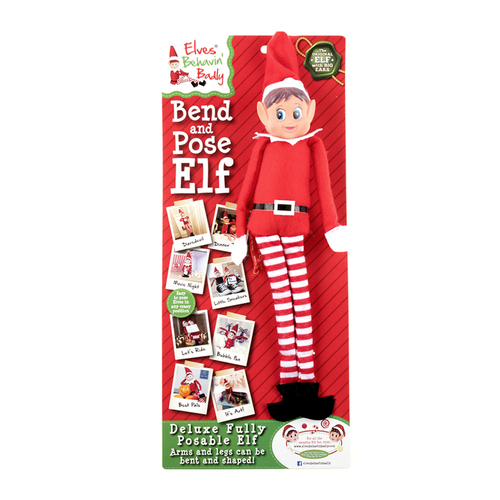 Christmas Elves Behaving Badly Boy Girl Naughty Elf Bendable Xmas Toy [Design: Boy]