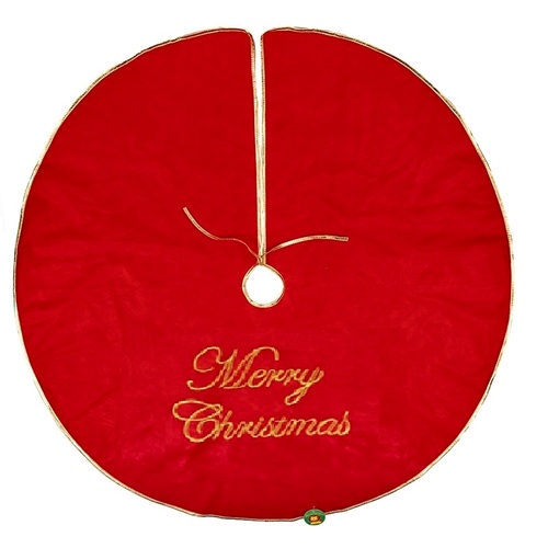 Merry Christmas XMAS Embroidered Red Felt Tree Skirt Wrap Decoration Decor 120cm [Design: Merry Christmas]