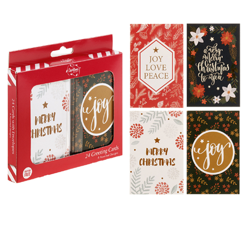 24pcs Bulk Pack Christmas Xmas Greeting Cards & Envelopes Kids 7x10cm [Design: A]