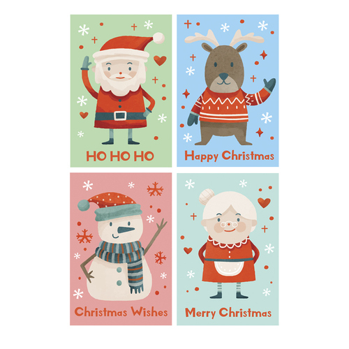 32pcs Bulk Pack Christmas Xmas Greeting Cards & Envelopes Kids 6x9.5cm [Design: A]