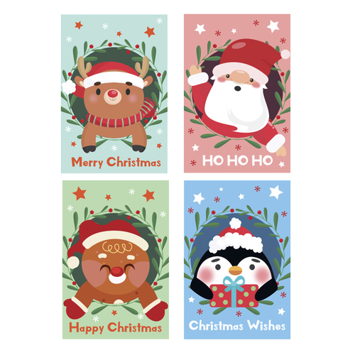 32pcs Bulk Pack Christmas Xmas Greeting Cards & Envelopes Kids 6x9.5cm [Design: E]