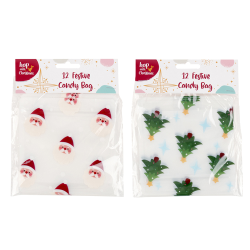 24pcs Christmas Treat Santa Trees Bags Candy Biscuit Wrapping Bags Zip Lock [Design: A]