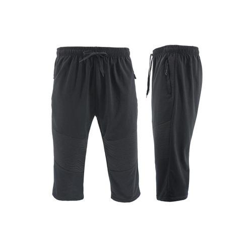 FIL Men's 3/4 Long Shorts w Zip Pockets Casual Gym Jogging [Size: S] [Colour: Black]