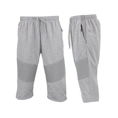 FIL Men's 3/4 Long Shorts w Zip Pockets Casual Gym Jogging [Size: XL] [Colour: Light Grey]