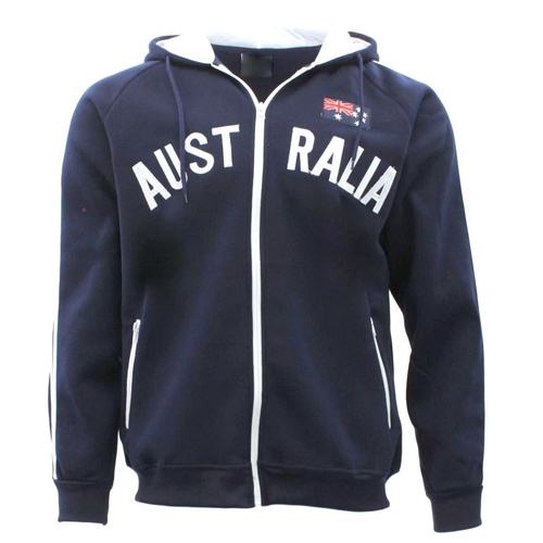 Adult Zip-up Hoodie Jacket Jumper Australian Australia Day Souvenir [Size: L] [Colour: Navy]