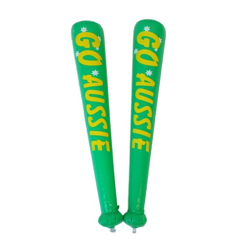 2x Australian Australia Day Inflatable Blow Up Thunder Sticks Souvenir Flag [Design: Go Aussie]